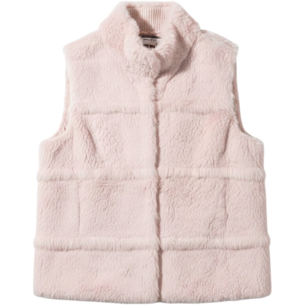 Real Clothes Rabbit Fur Vest Womens S Pink Excellent Silk Cashmere mob wife